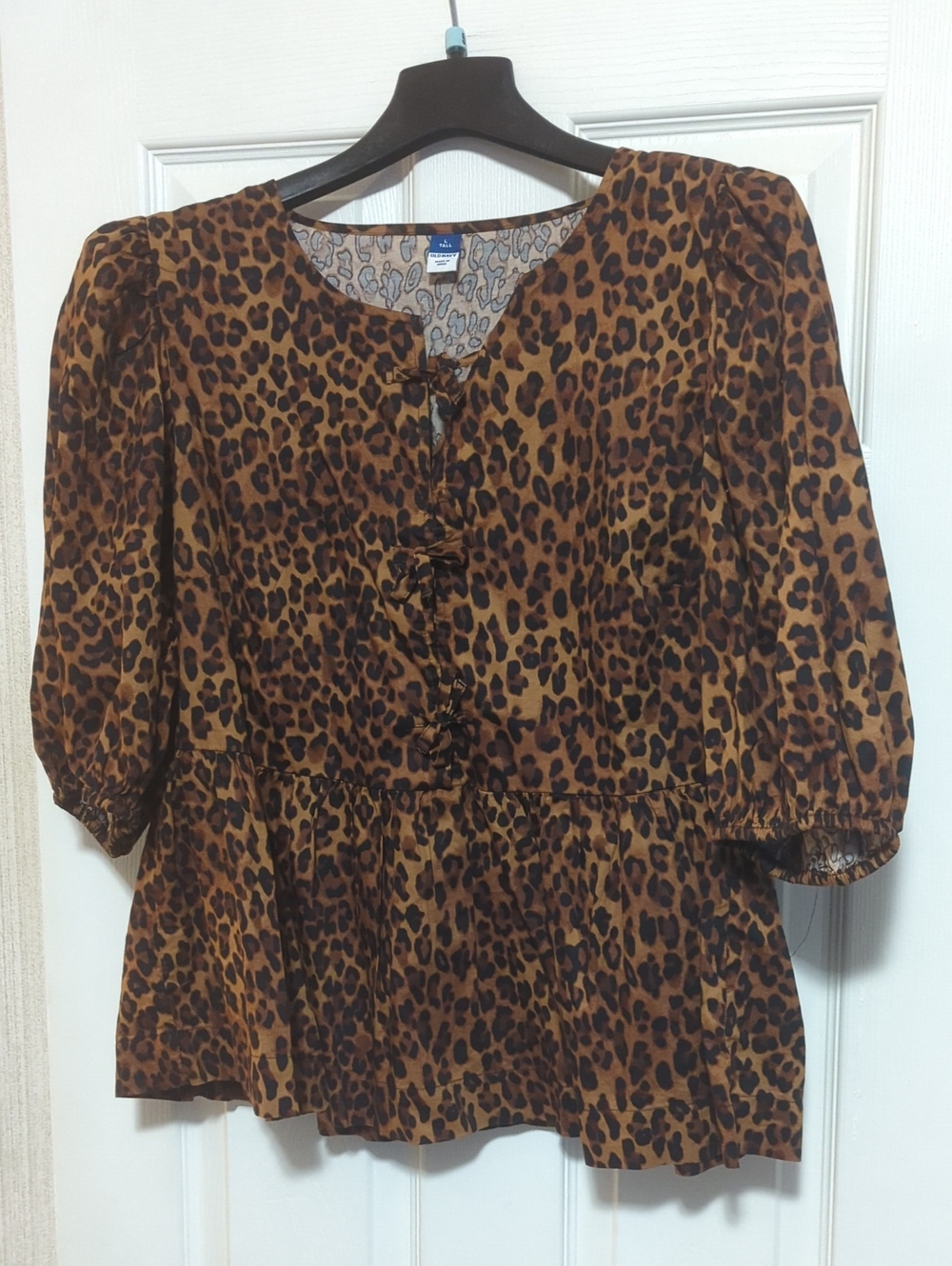 Old Navy Brown Leopard Peplum Blouse